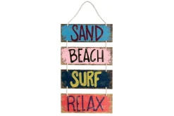 Maritimes Wandschild SURF & BEACH 110cm buntes Holzdesign Deko-Schild