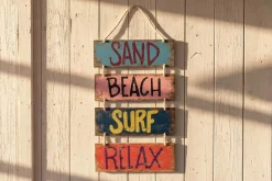 Maritimes Wandschild SURF & BEACH 110cm buntes Holzdesign Deko-Schild