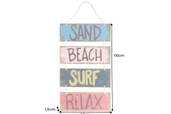 Maritimes Wandschild SURF & BEACH 110cm buntes Holzdesign Deko-Schild