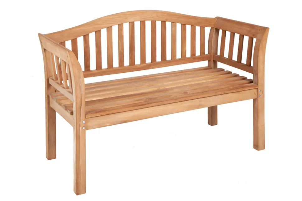 Massive Gartenbank EMPIRE TEAK 130cm natur Teakholz Outdoor-Sitzbank mit Lehne