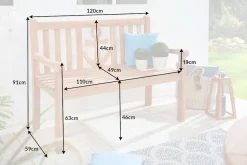 Massive Gartenbank EMPIRE TEAK 120cm Teakholz mit Ankerdesign