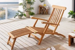 Massive Gartenliege EMPIRE TEAK 175cm natur Teakholz Deckchair verstellbar