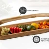 Massive Holzschale BALI 60cm Teakholz mit Griff natürliche Maserung