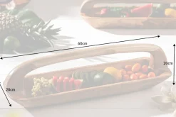 Massive Holzschale BALI 60cm Teakholz mit Griff natürliche Maserung