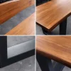 Massive Sitzbank GENESIS 200cm braun Akazienholz mit Rückenlehne Baumkante