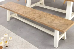 Massive Sitzbank HAMPTONS 200cm hellbraun creme Pinienholz
