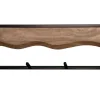 Massive Wandgarderobe AMAZONAS 60cm Mangoholz Metall schwarz mit 4 Kleiderhaken