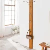 Massive Wandgarderobe JAVA 185cm recyceltes Teakholz mit drei Kleiderhaken