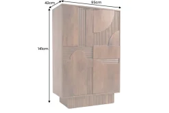 Massiver Barschrank ART DECO 140cm braun Mangoholz 3D-Front Highboard Flaschenregal