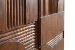Massiver Barschrank ART DECO 140cm braun Mangoholz 3D-Front Highboard Flaschenregal