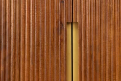 Massiver Barschrank GATSBY 140cm braun Mangoholz gold Metallgestell Retro