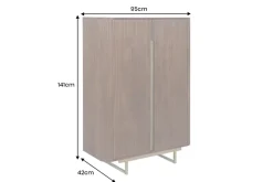 Massiver Barschrank GATSBY 140cm braun Mangoholz gold Metallgestell Retro