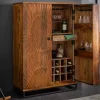 Massiver Barschrank SCORPION 141cm braun Mangoholz aufwendige 3D Schnitzereien