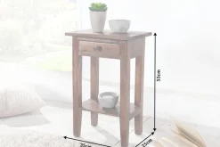 Massiver Beistelltisch HEMINGWAY 55cm coffee Mahagoniholz Shabby Chic Telefontisch