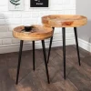 Massiver Beistelltisch PURE NATURE 45cm natur Mangoholz rund mit schwarzen Metallbeinen