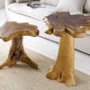 Massiver Beistelltisch ROOT 40cm Teakholz mit Jahresringen