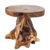 Massiver Beistelltisch ROOT 40cm Teakholz Hocker aus Wurzelholz