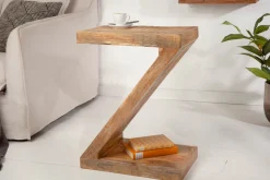 Massiver Beistelltisch Z 45cm Mangoholz Z-Form in Handarbeit gefertigt