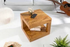 Massiver Couchtisch GIANT 45cm braun honey finish Mangoholz mit Ablagefach
