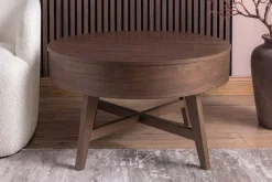 Massiver Couchtisch KYOTO 70cm braun Mangoholz im Walnuss-Design mit Stauraum
