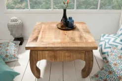 Massiver Couchtisch OPIUM ANTIQUE 60cm natur Mangoholz Beistelltisch