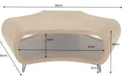 Massiver Couchtisch ORGANIC LIVING 90cm braun honey finish Akazienholz mit Stauraum