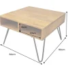 Massiver Couchtisch SCORPION 60cm braun honey finish Mangoholz mit Hairpin Legs