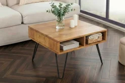 Massiver Couchtisch SCORPION 60cm braun honey finish Mangoholz mit Hairpin Legs