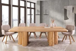 Massiver Esstisch ART DECO 240cm natur Mangoholz mit Säulenfüßen