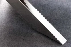 Massiver Esstisch BARRACUDA 220cm braun Teakholz silber Sterngestell Glasplatte