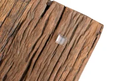 Massiver Esstisch BARRACUDA 180cm antik Teak Holz mit Stahl Kufenfüßen inkl. Glasplatte