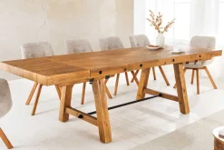 Massiver Esstisch FINCA 165-240cm vintage braun verlängerbar recyceltes Pinienholz