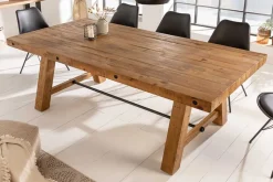 Massiver Esstisch FINCA 165cm vintage braun recyceltes Pinienholz Industrial Design