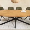 Massiver Esstisch GALAXIE 240cm braun Mangoholz oval schwarz Eisen Sterngestell