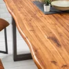 Massiver Esstisch GENESIS 160cm braun Akazienholz Baumkante Eisengestell Industrial