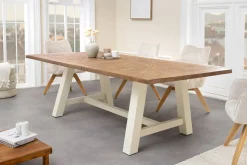 Massiver Esstisch HAMPTONS 165cm hellbraun creme Pinienholz