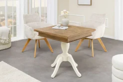Massiver Esstisch HAMPTONS 70cm hellbraun creme recycelte Pinie Bistrotisch
