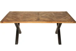Massiver Esstisch INFINITY HOME 200cm natur schwarz Mangoholz Industrial Design X-Gestell
