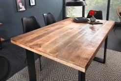 Massiver Esstisch IRON CRAFT 120cm Mangoholz schwarzes Eisengestell Kufe Industrial Design