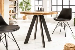 Massiver Esstisch IRON CRAFT 80cm rund natur Mangoholz