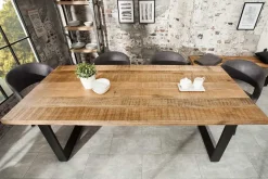 Massiver Esstisch IRON CRAFT 180cm natur Mangoholz Eisen Kufengestell Industrial Design