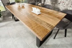 Massiver Esstisch IRON CRAFT 160cm natur Mangoholz Eisen Kufengestell Industrial Design