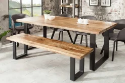 Massiver Esstisch IRON CRAFT 160cm natur Mangoholz Eisen Kufengestell Industrial Design