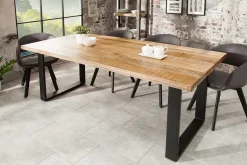 Massiver Esstisch IRON CRAFT 200cm natur Mangoholz Eisen Kufengestell Industrial Design