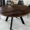 Massiver Esstisch IRON CRAFT 120cm taupe braun rund Mangoholz