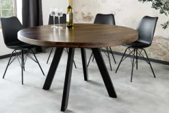 Massiver Esstisch IRON CRAFT 120cm taupe braun rund Mangoholz