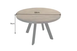 Massiver Esstisch IRON CRAFT 120cm taupe braun rund Mangoholz