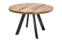 Massiver Esstisch IRON CRAFT 120cm rund natur Mangoholz