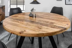 Massiver Esstisch IRON CRAFT 120cm rund natur Mangoholz