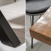 Massiver Esstisch IRON CRAFT 200cm natur Mangoholz Industrial Design X-Gestell schwarz Metall